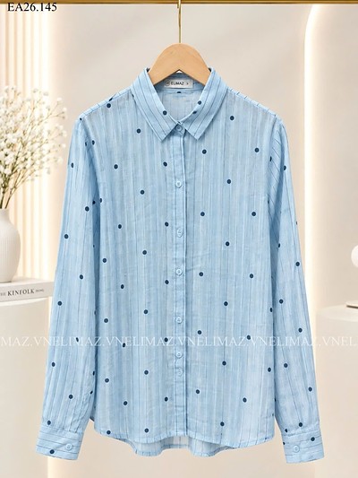 Sơ mi dài tay cổ đức · XANH