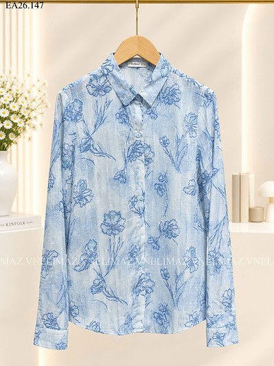 Sơ mi dài tay cổ đức · XANH