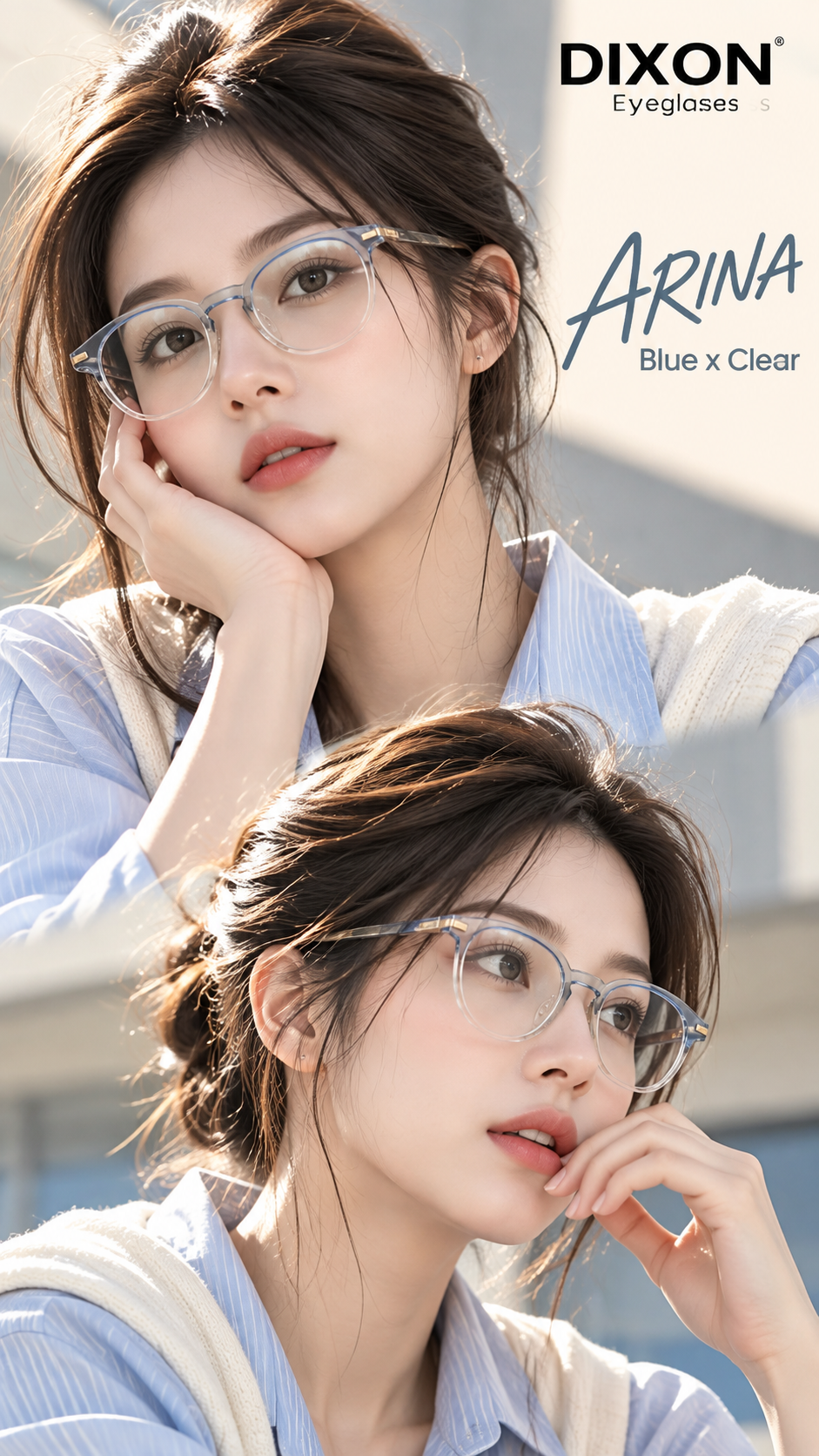 Kính Gọng Kim Loại ARINA Blue x Clear Ver A