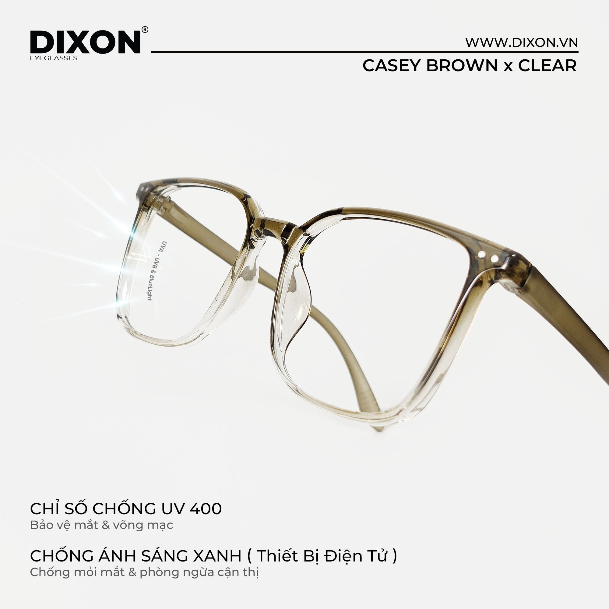 Kính gọng Nhựa CASEY Brown x Clear Ver A