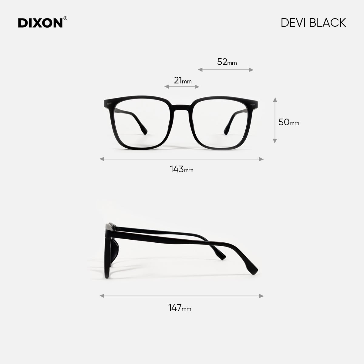 Kính gọng Nhựa DEVI Black Ver A