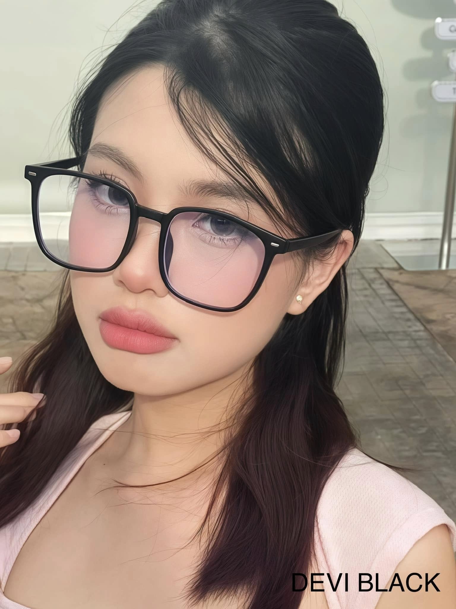 Kính gọng Nhựa DEVI Black Ver A