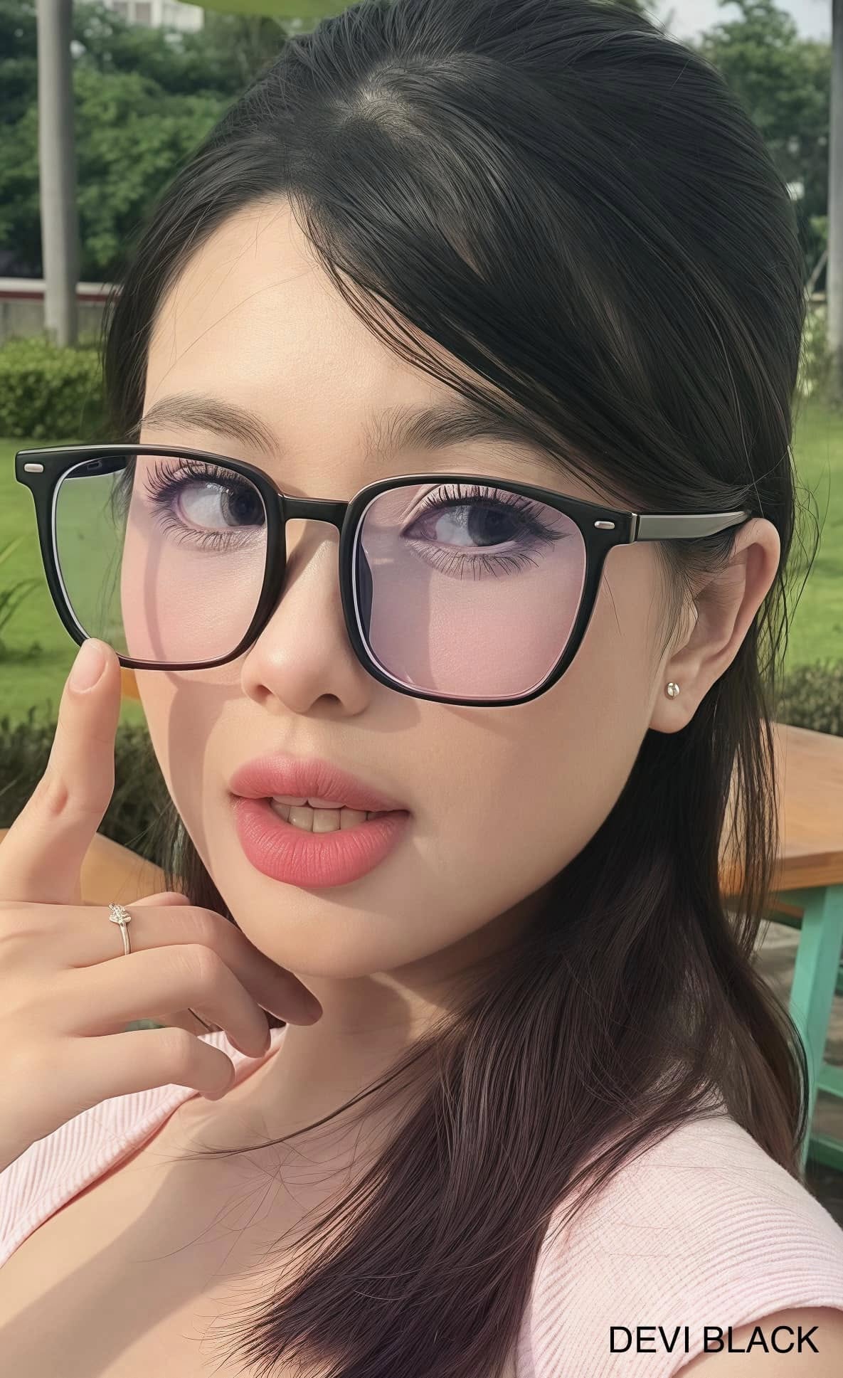 Kính gọng Nhựa DEVI Black Ver A