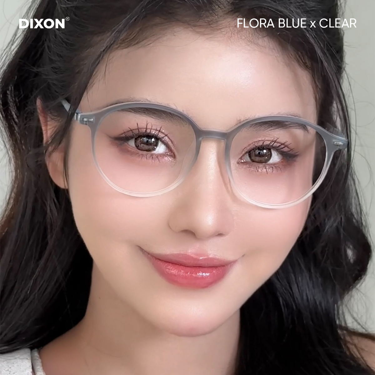 Kính gọng Nhựa FLORA Blue x Clear Ver A
