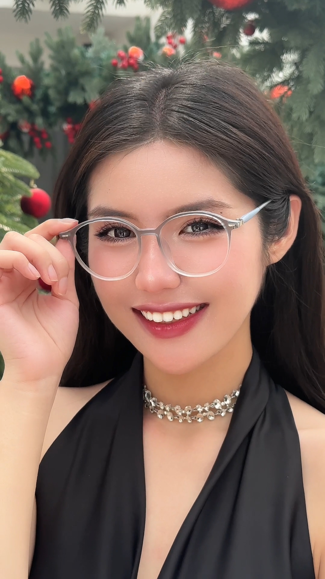 Kính gọng Nhựa FLORA Blue x Clear Ver A
