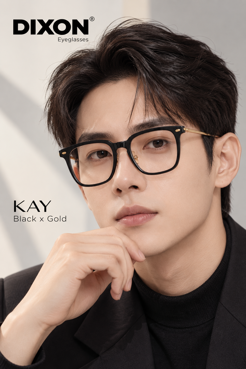 Kính gọng Nhựa KAY Black x Gold Ver A