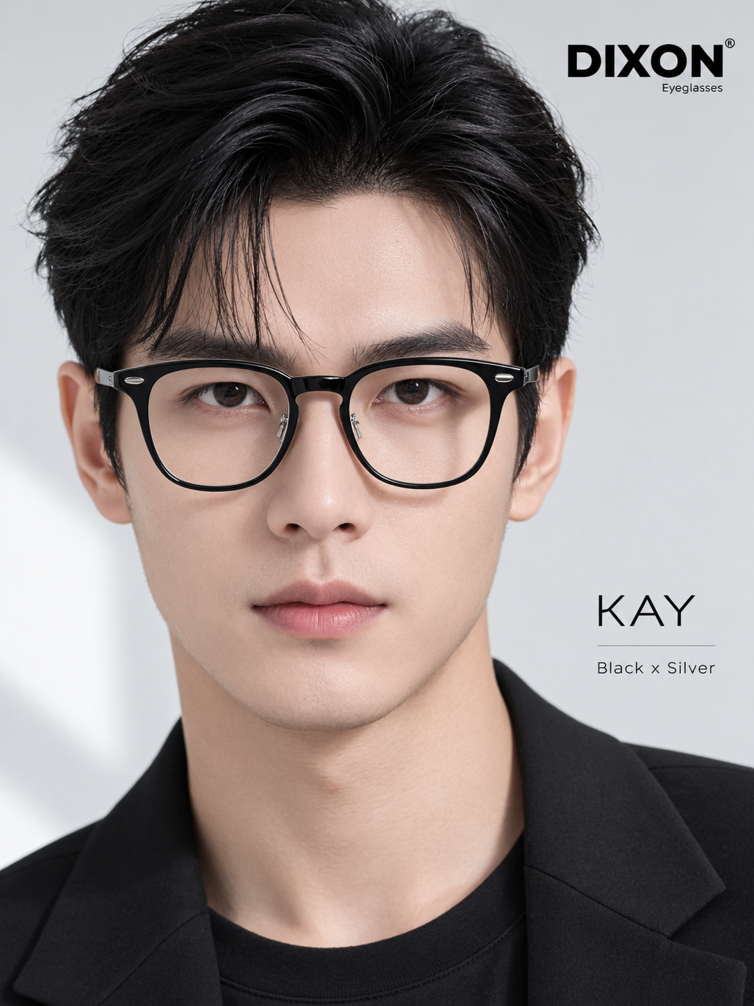 Kính gọng Nhựa KAY Black x Silver Ver A