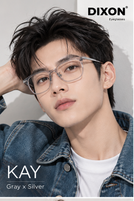 Kính gọng Nhựa KAY Gray x Silver Ver A