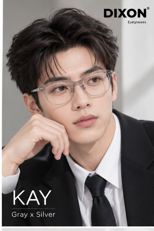 Kính gọng Nhựa KAY Gray x Silver Ver A
