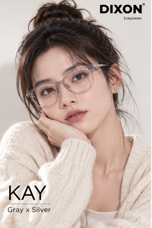Kính gọng Nhựa KAY Gray x Silver Ver A