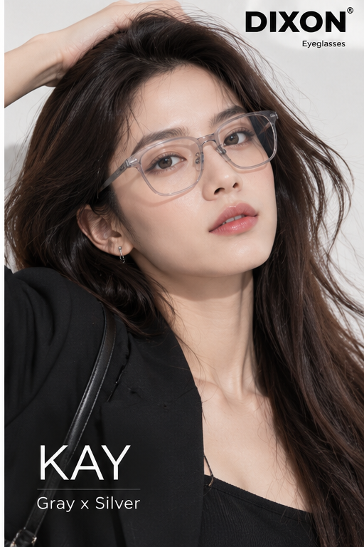 Kính gọng Nhựa KAY Gray x Silver Ver A