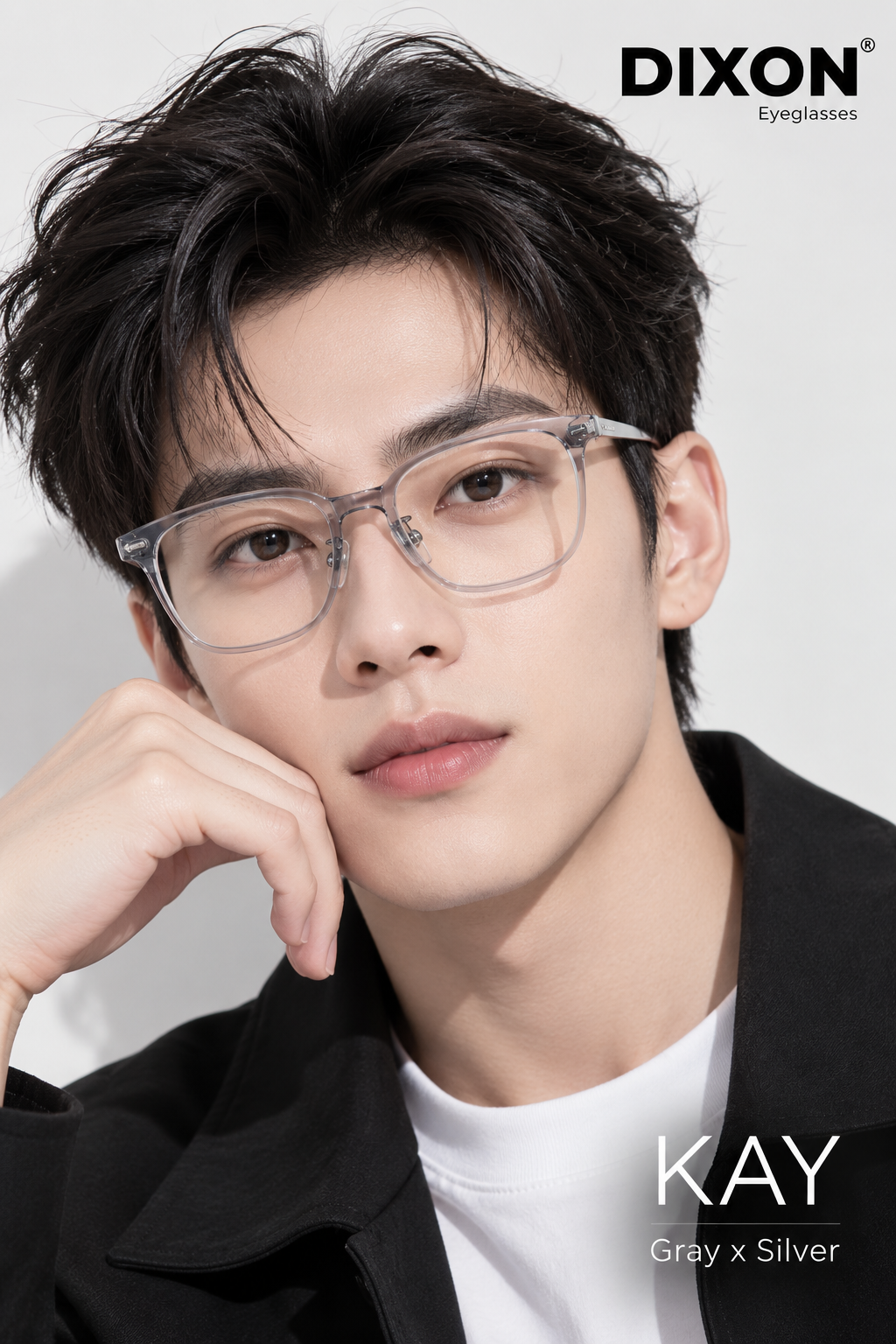 Kính gọng Nhựa KAY Gray x Silver Ver A