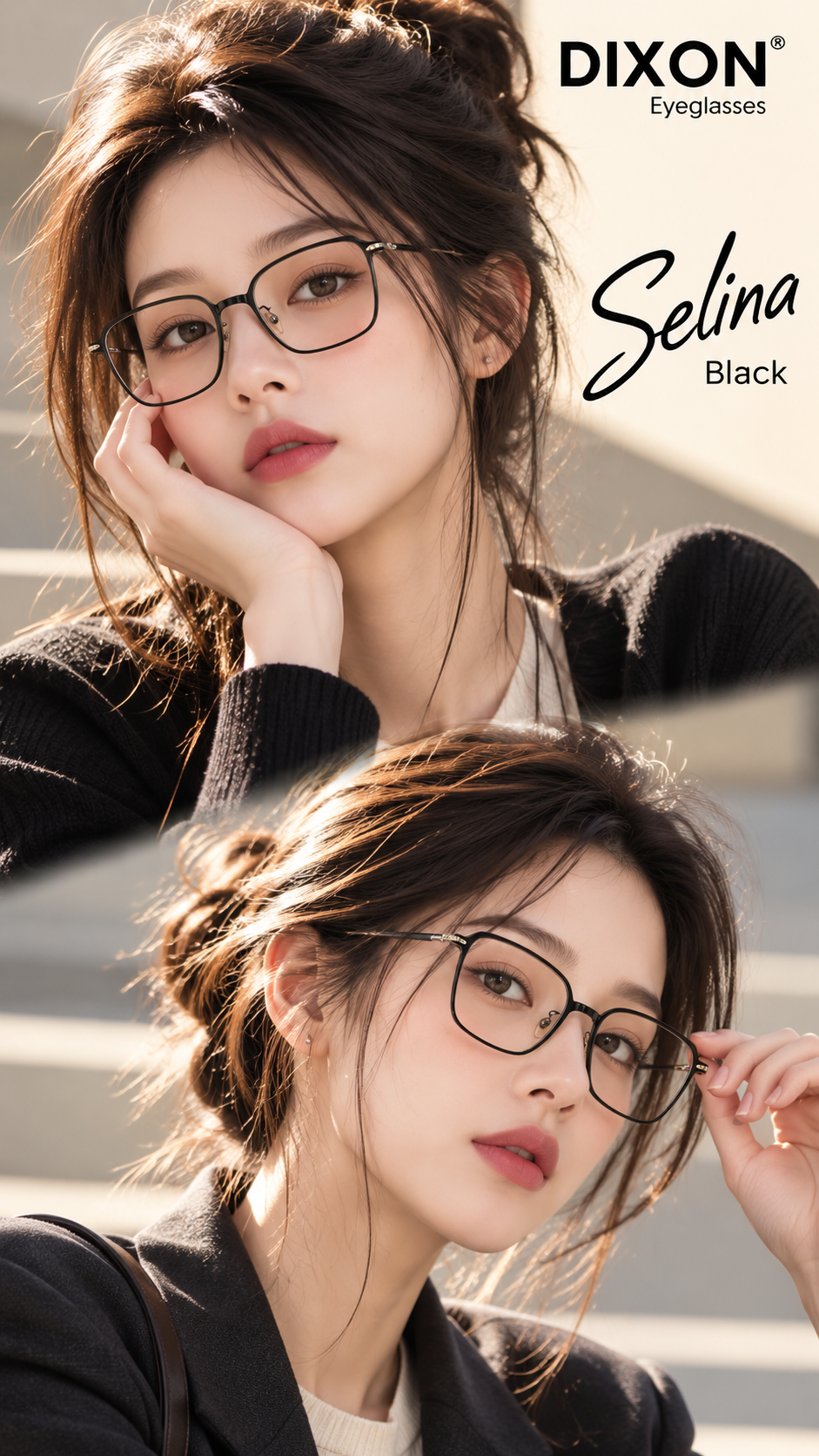 Kính gọng Nhựa Selina Black Ver A