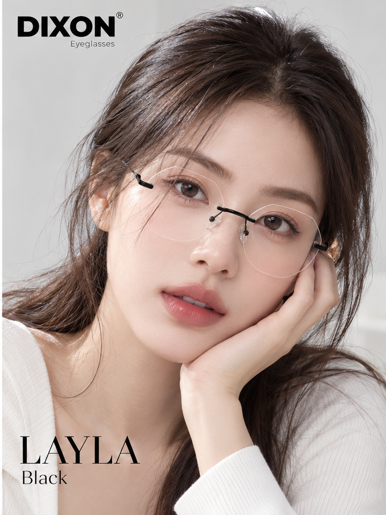 Kính gọng không viền LAYLA Black Ver A