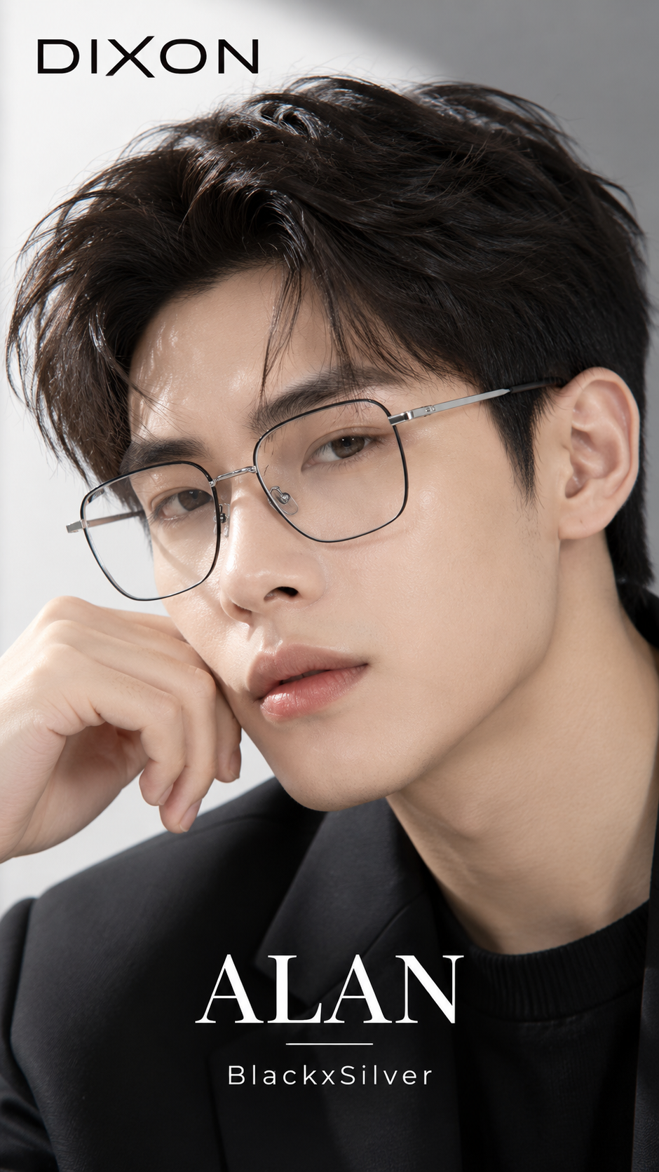 Kính gọng kim loại ALAN BlackxSilver Ver A