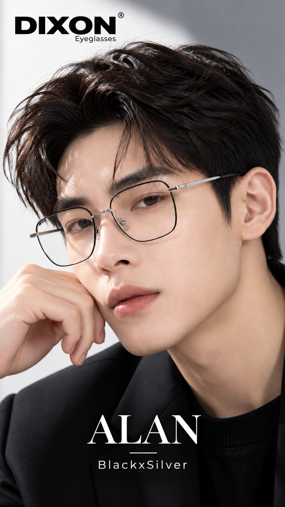 Kính gọng kim loại ALAN BlackxSilver Ver A