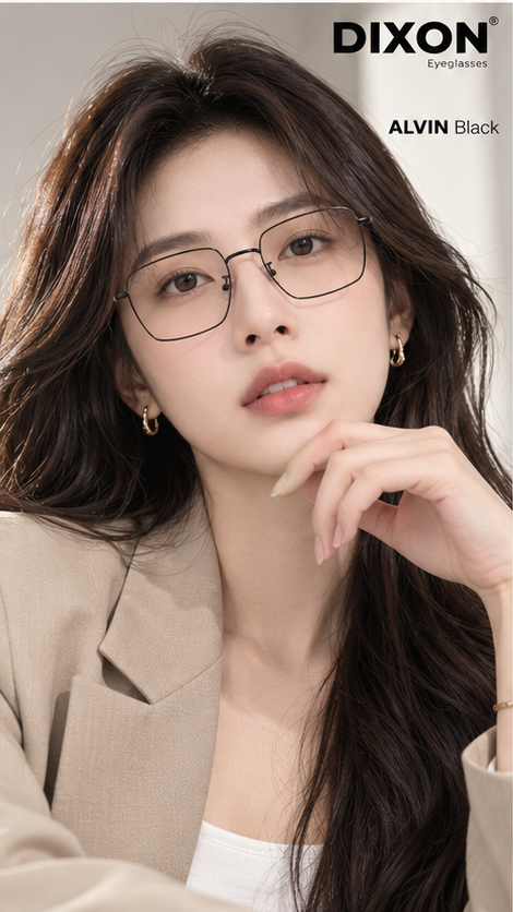 Kính gọng kim loại ALVIN Black Ver A