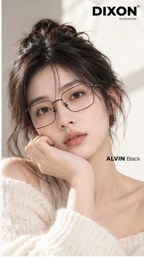 Kính gọng kim loại ALVIN Black Ver A