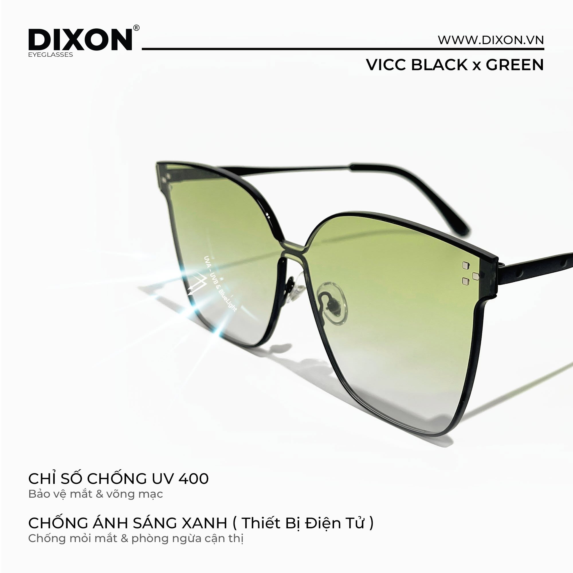 Kính mát Kim loại VICC BLack x Green Ver A