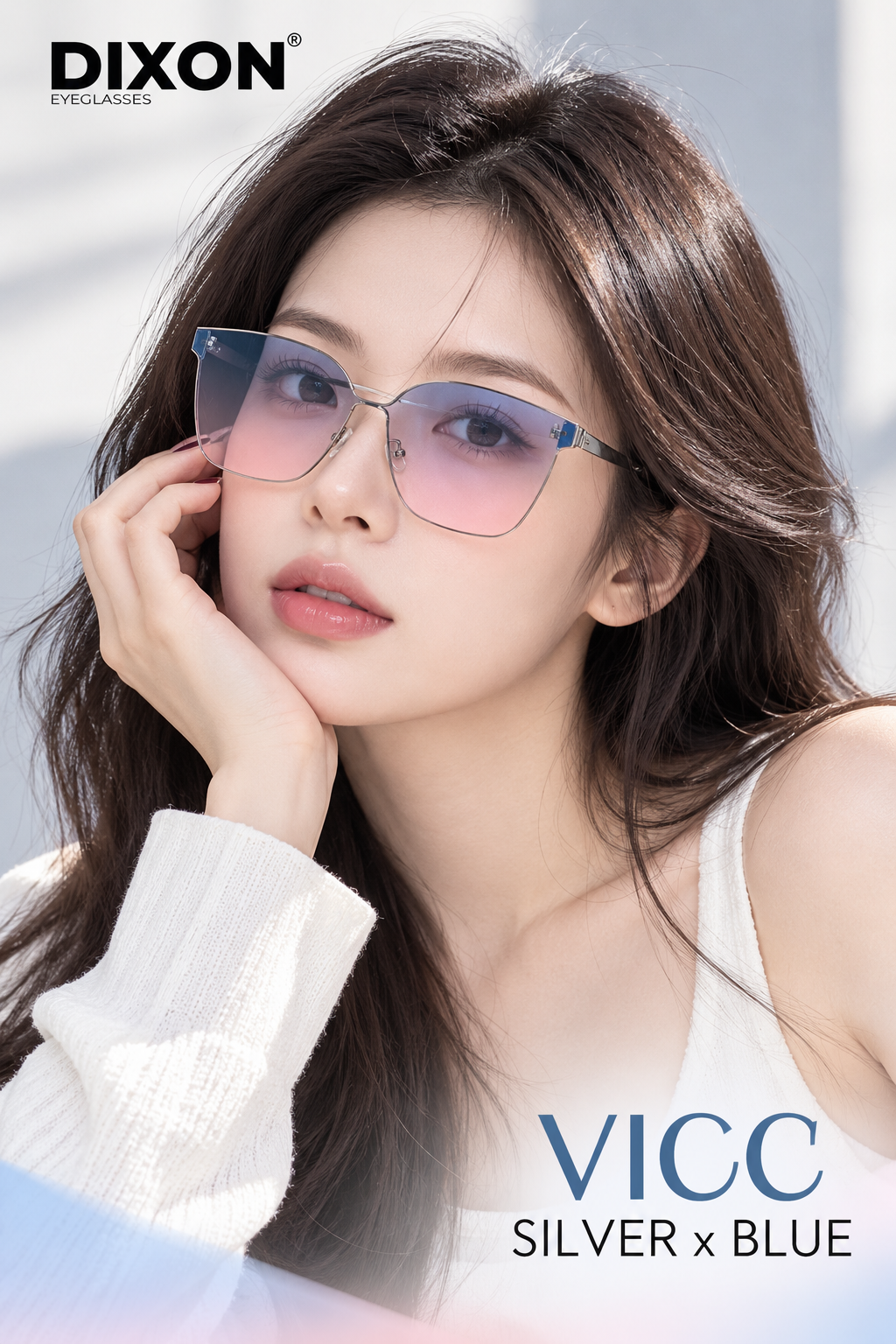 Kính mát Kim loại VICC Silver x Blue Ver A