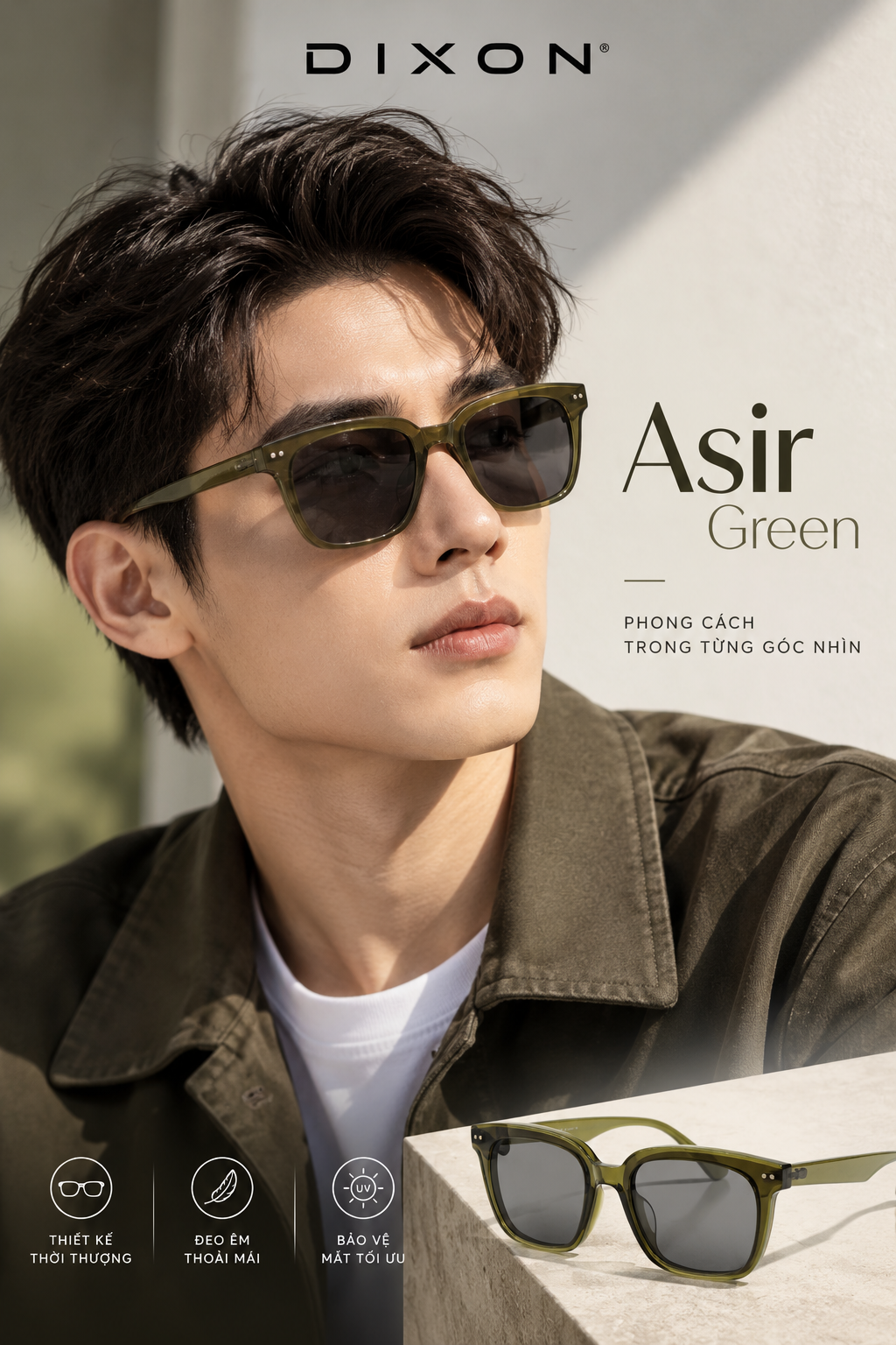 Kính mát Nhựa ASIR Green Ver A
