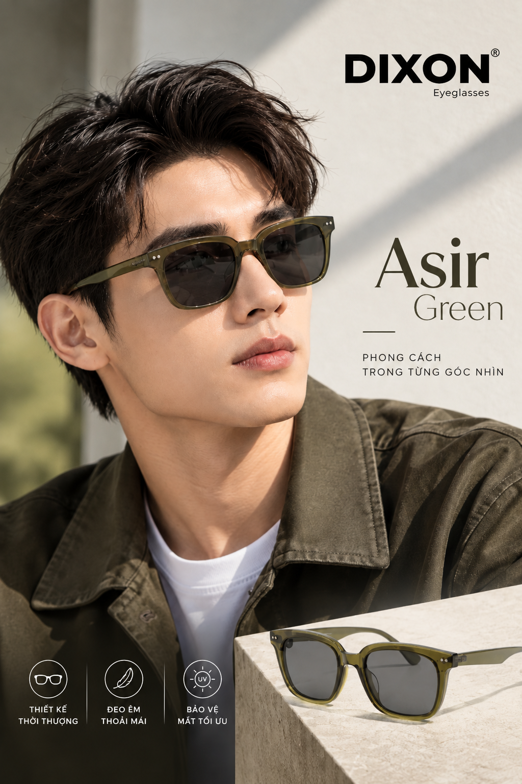 Kính mát Nhựa ASIR Green Ver A