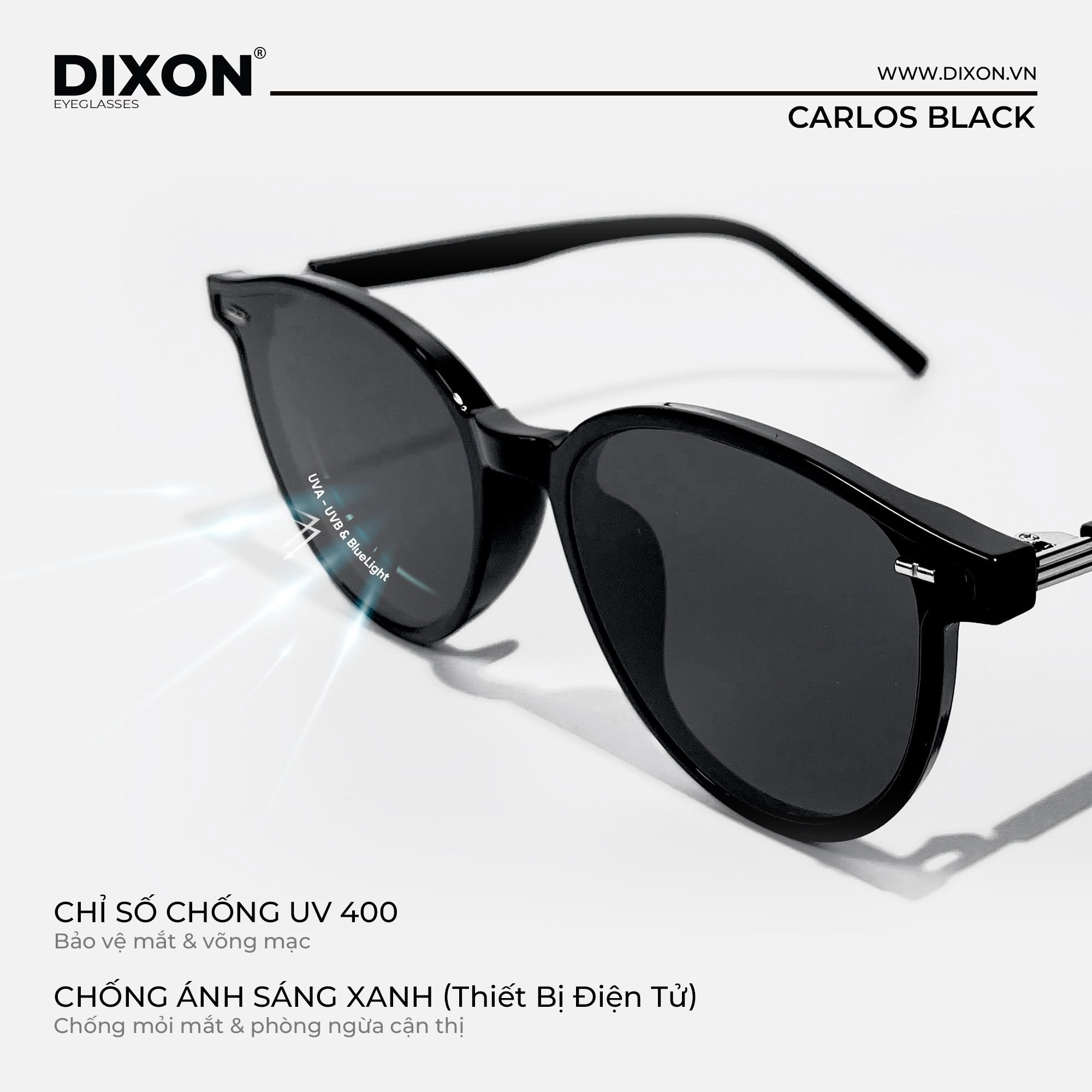 Kính mát Nhựa CARLOS Black Ver A