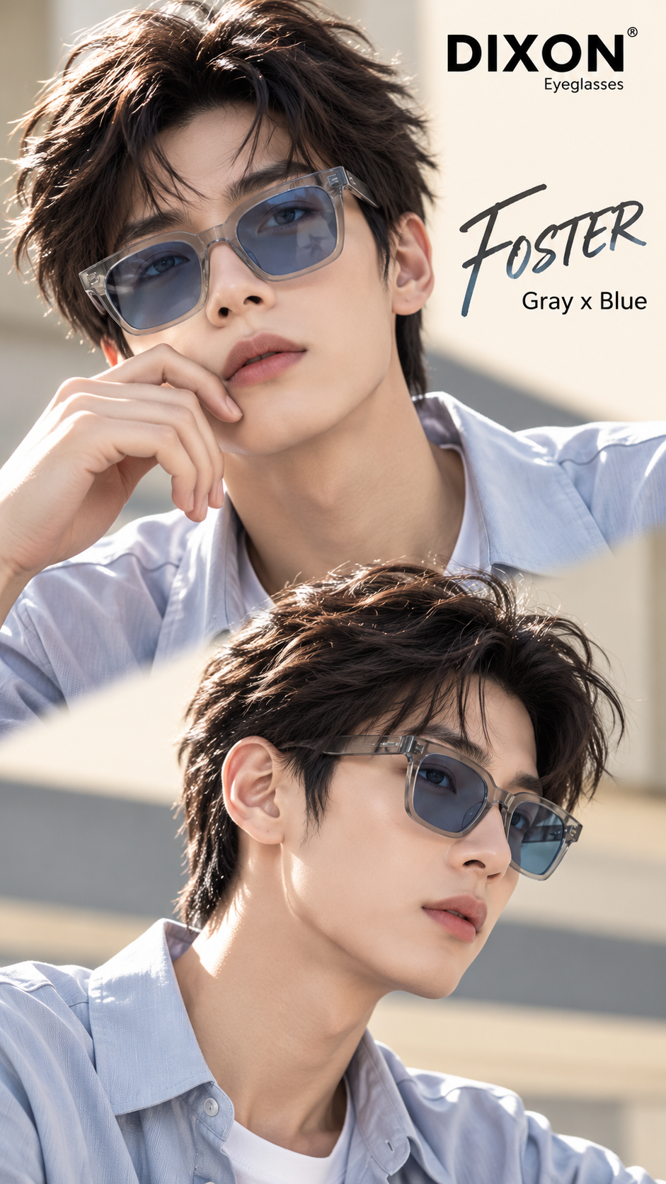 Kính mát Nhựa FOSTER Gray x Blue Ver A
