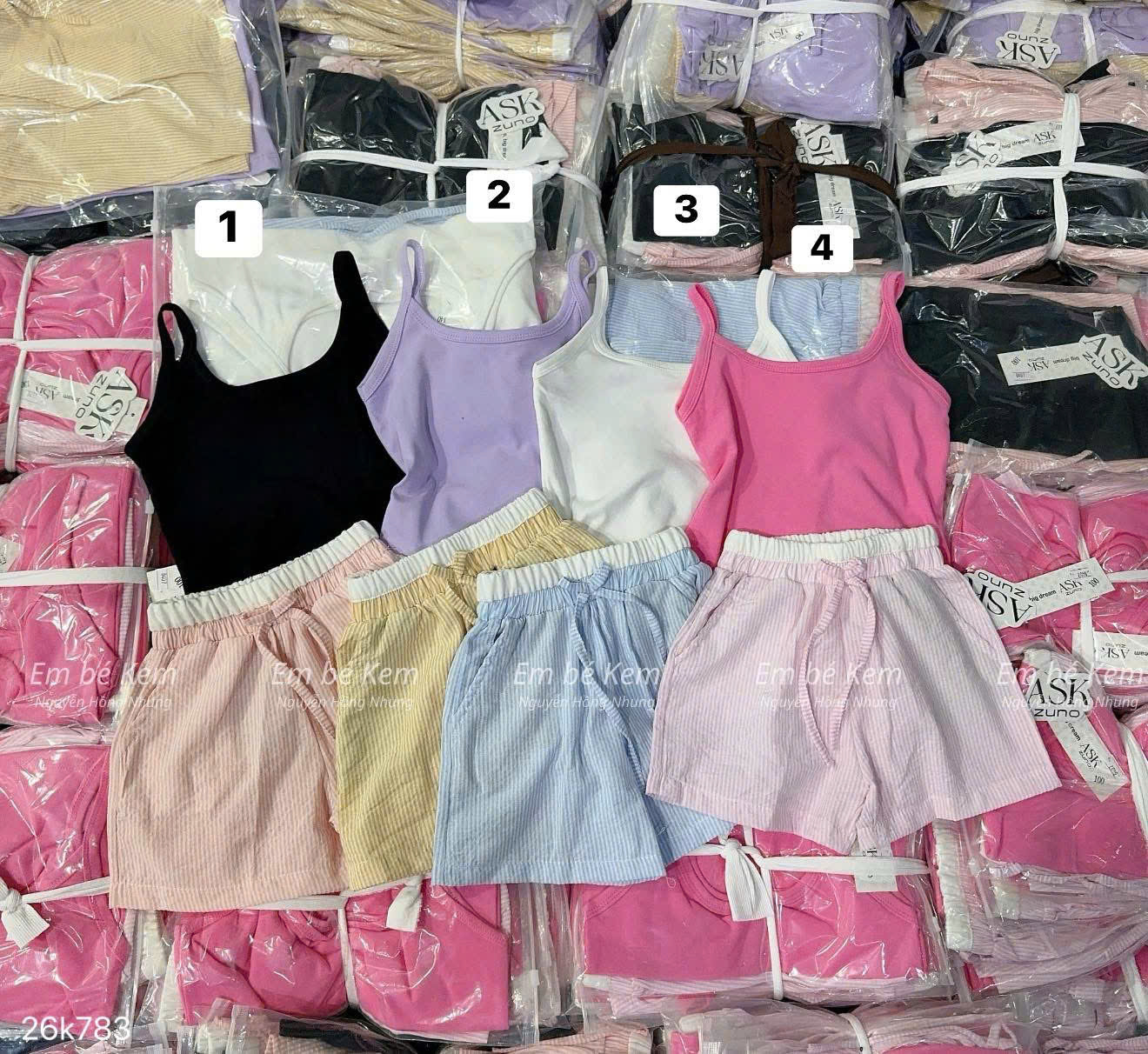 HCS (26K783) Set bộ áo hai dây kèm quần kẻ cho bé siêu xinh _120 ( 14-17KG)