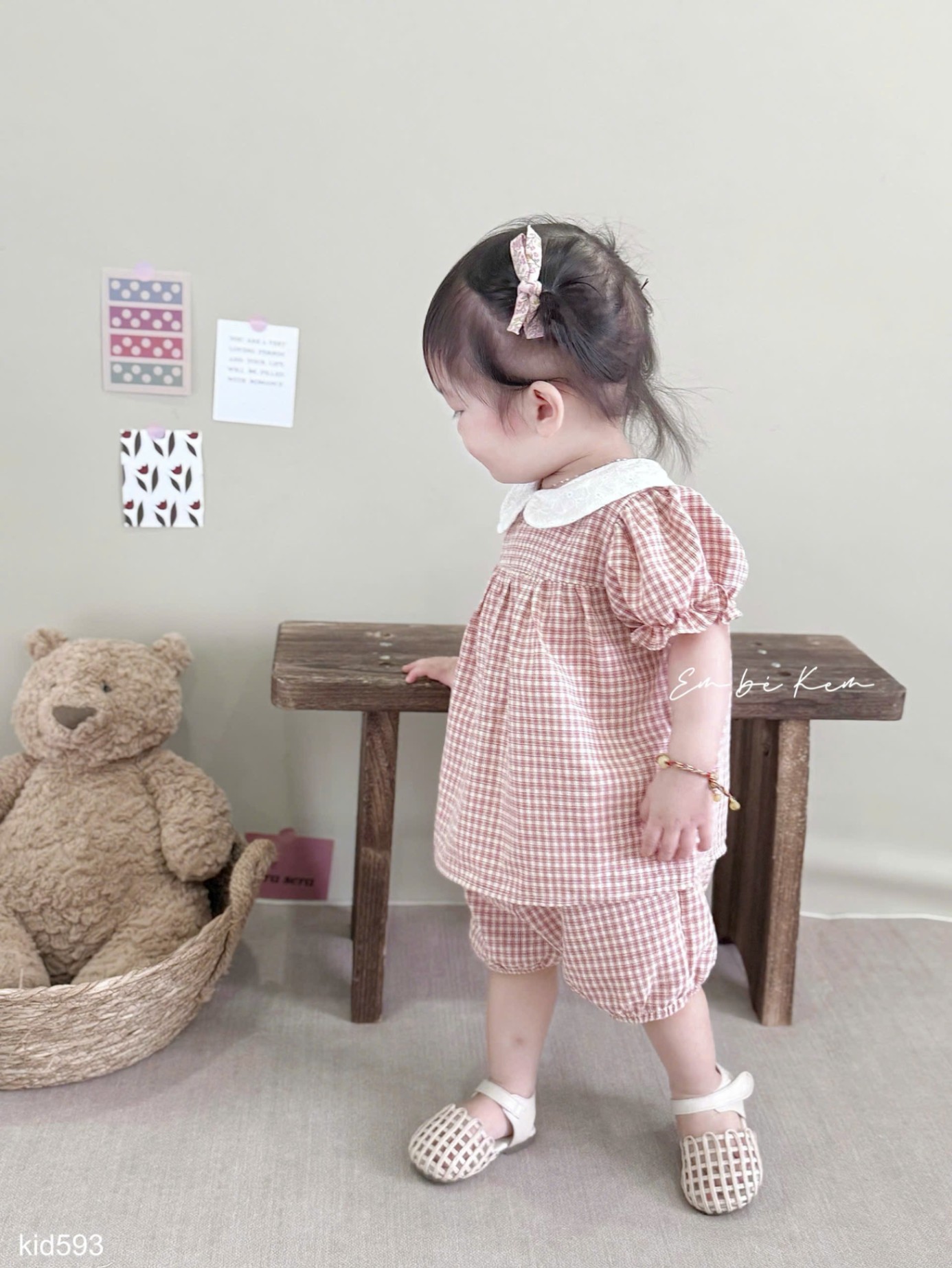 HCS Set bộ kẻ tay bồng cho bé siêu xinh