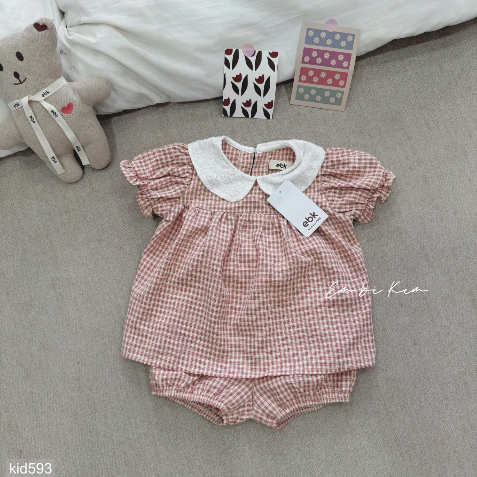 HCS Set bộ kẻ tay bồng cho bé siêu xinh