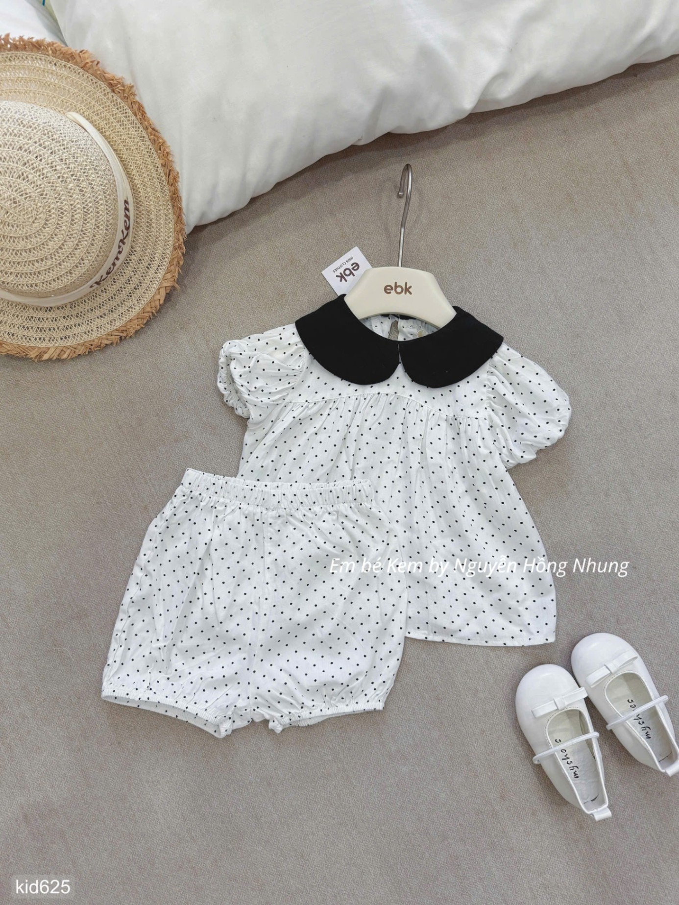 HCS(M25k.625) Set bộ chấm bi cổ sen cho bé siêu xinh