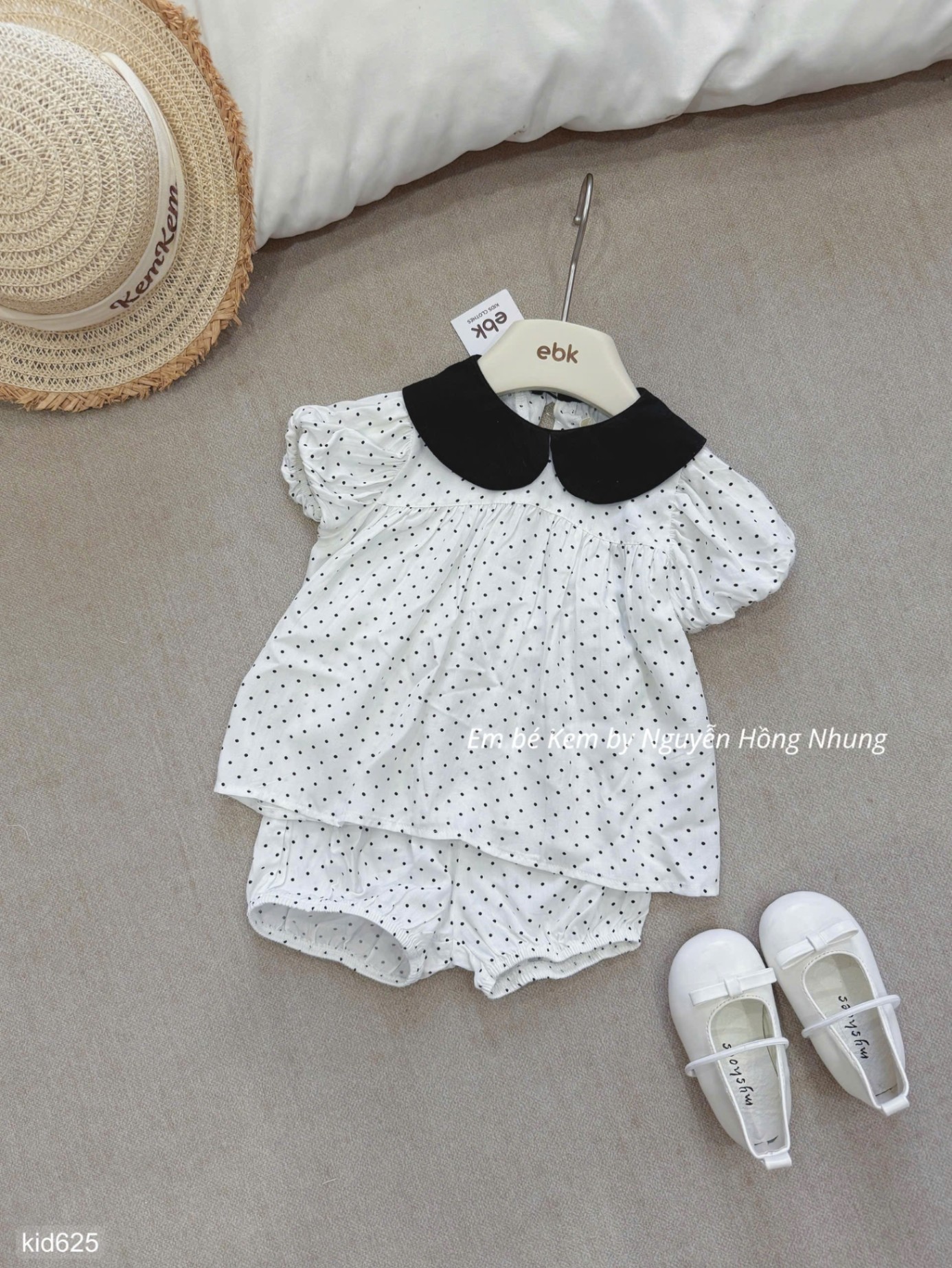 HCS(M25k.625) Set bộ chấm bi cổ sen cho bé siêu xinh