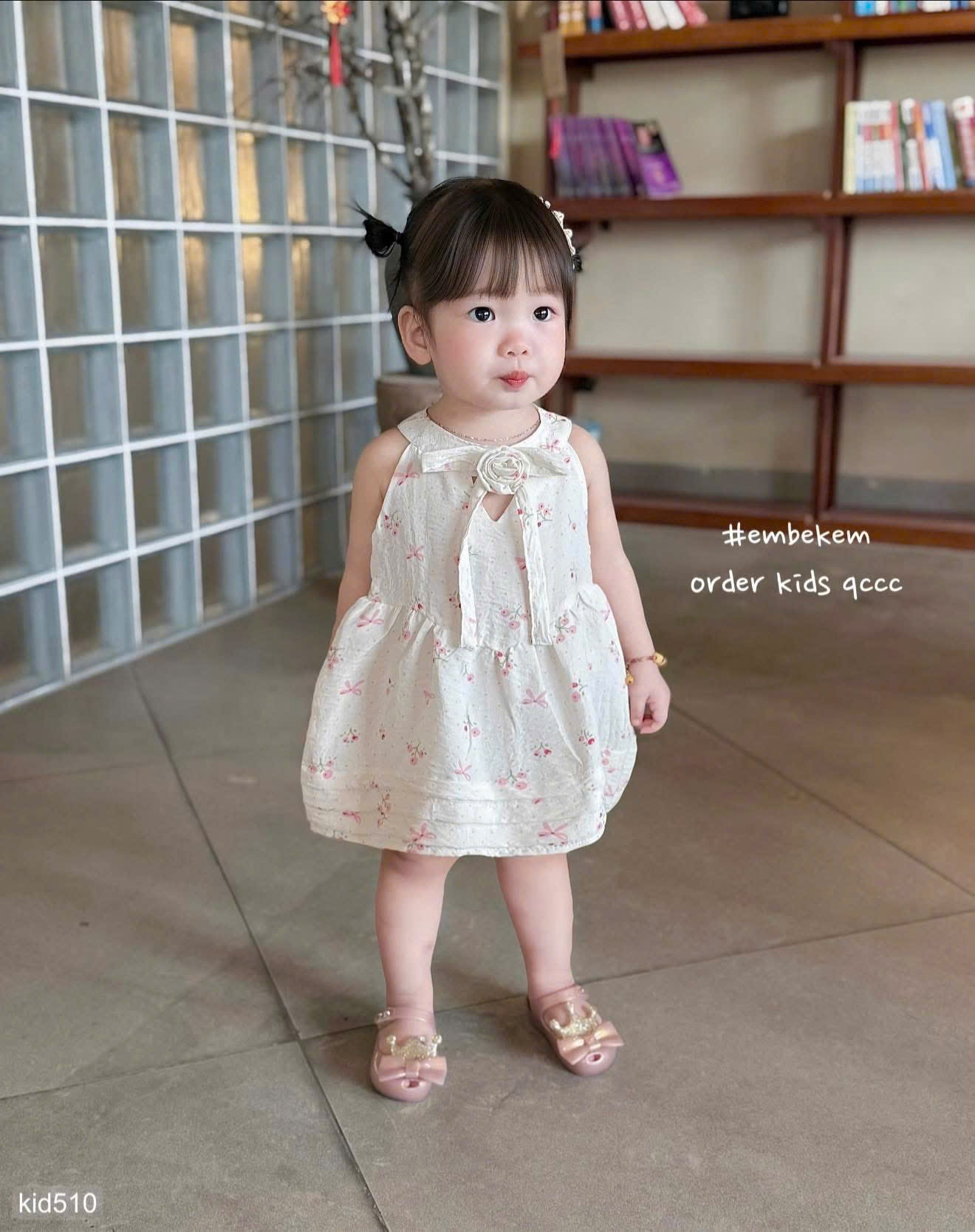 HCS (M25k.510) Váy họa tiết hoa chất đũi cho bé iu siêu xinh