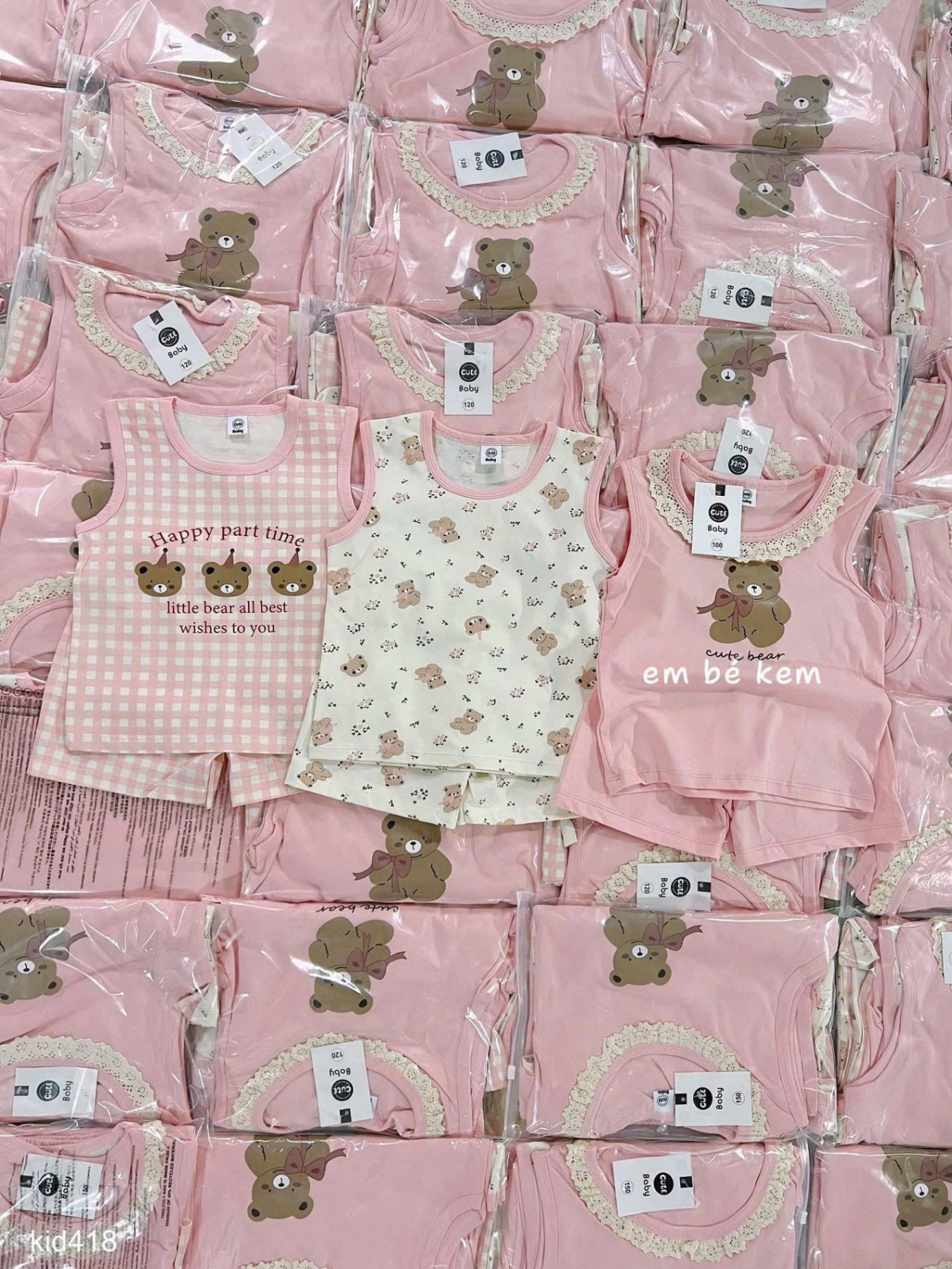 HCS Sét 3 bộ balo bé gái hình động vật màu hồng sz 120