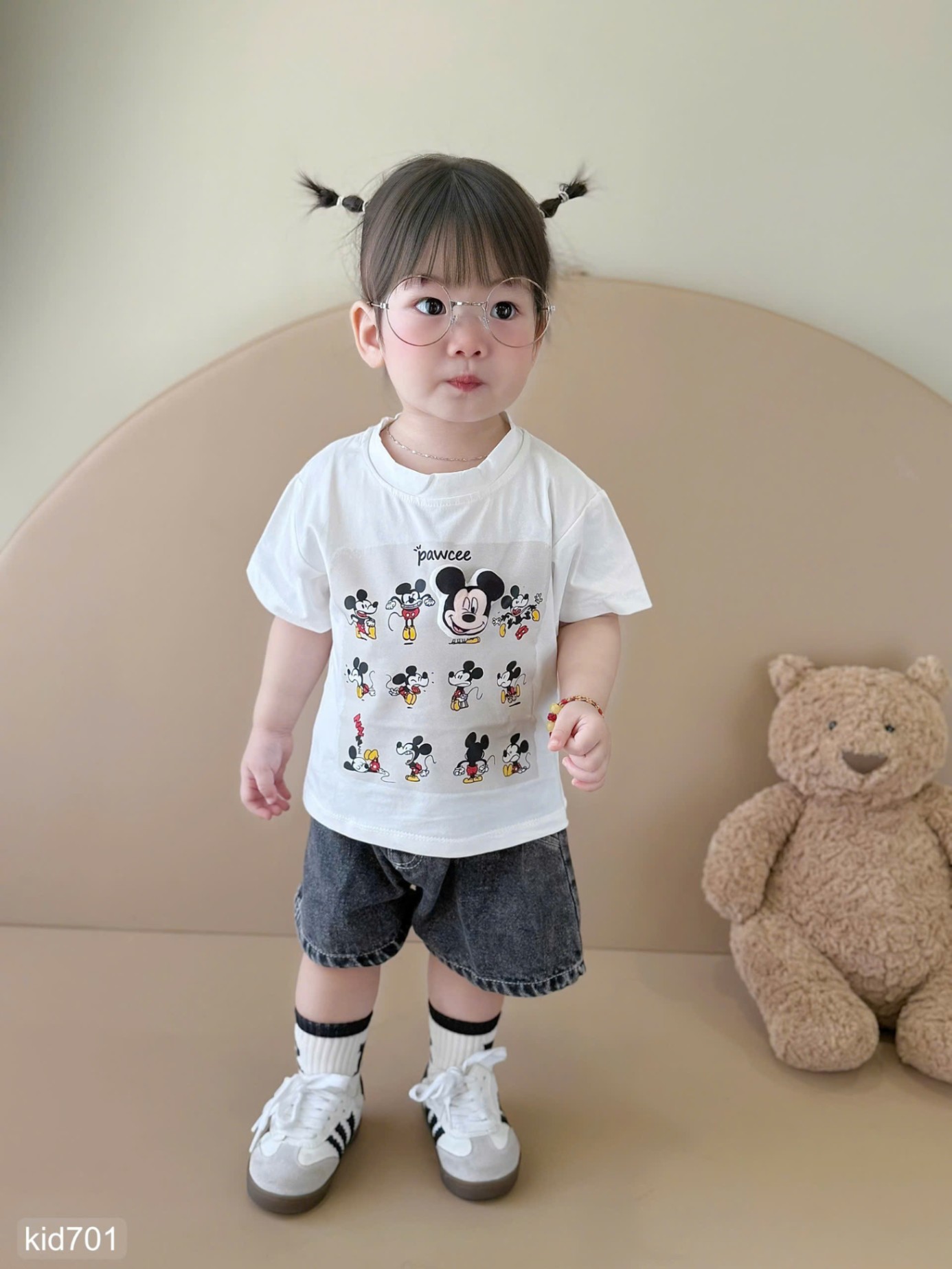 HCS (M25k.701) Sét áo phông mickey kèm quần bò cho bé