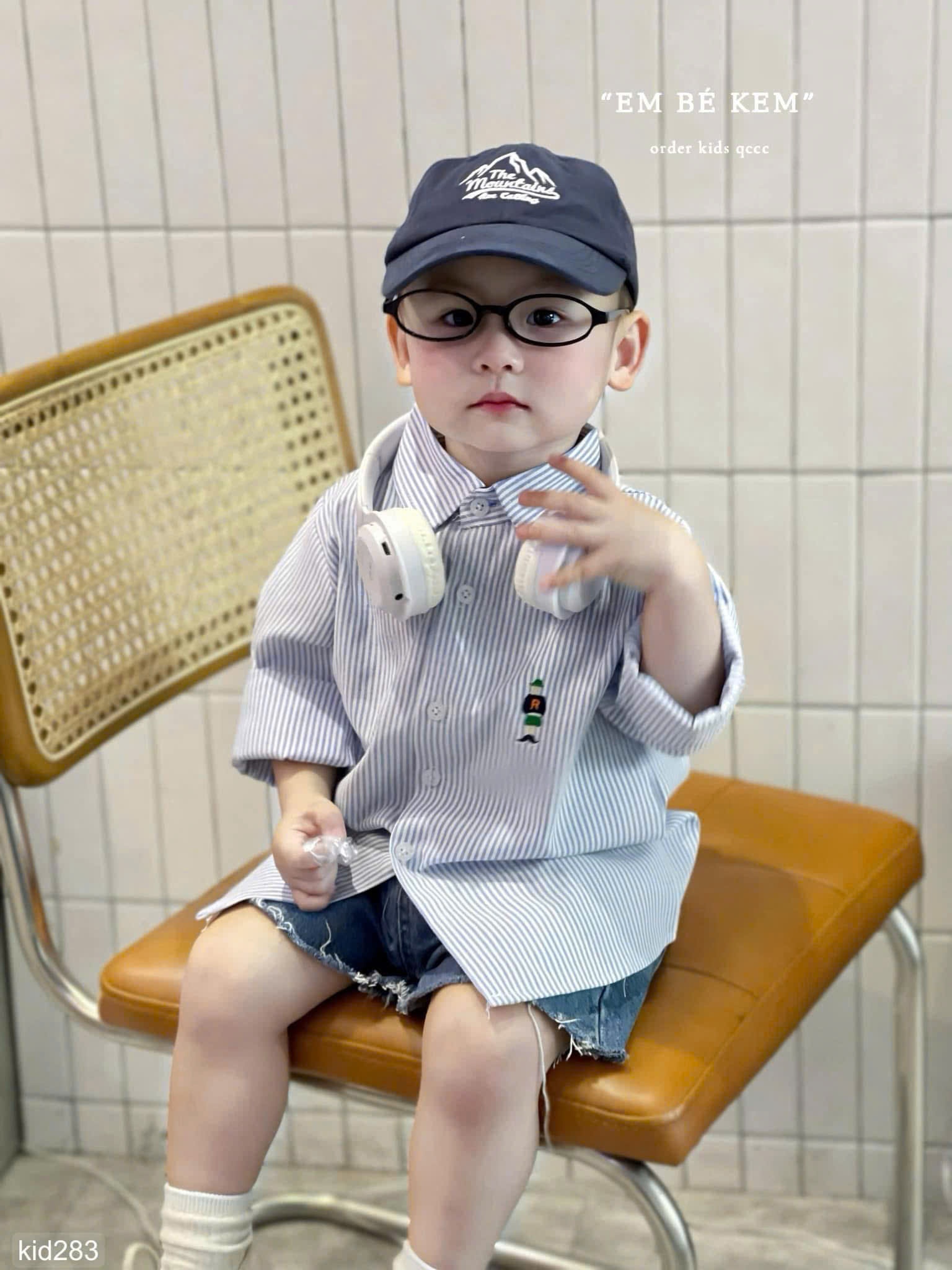 HCS Áo Sơmi cover roy kẻ cho bé lẻ sz