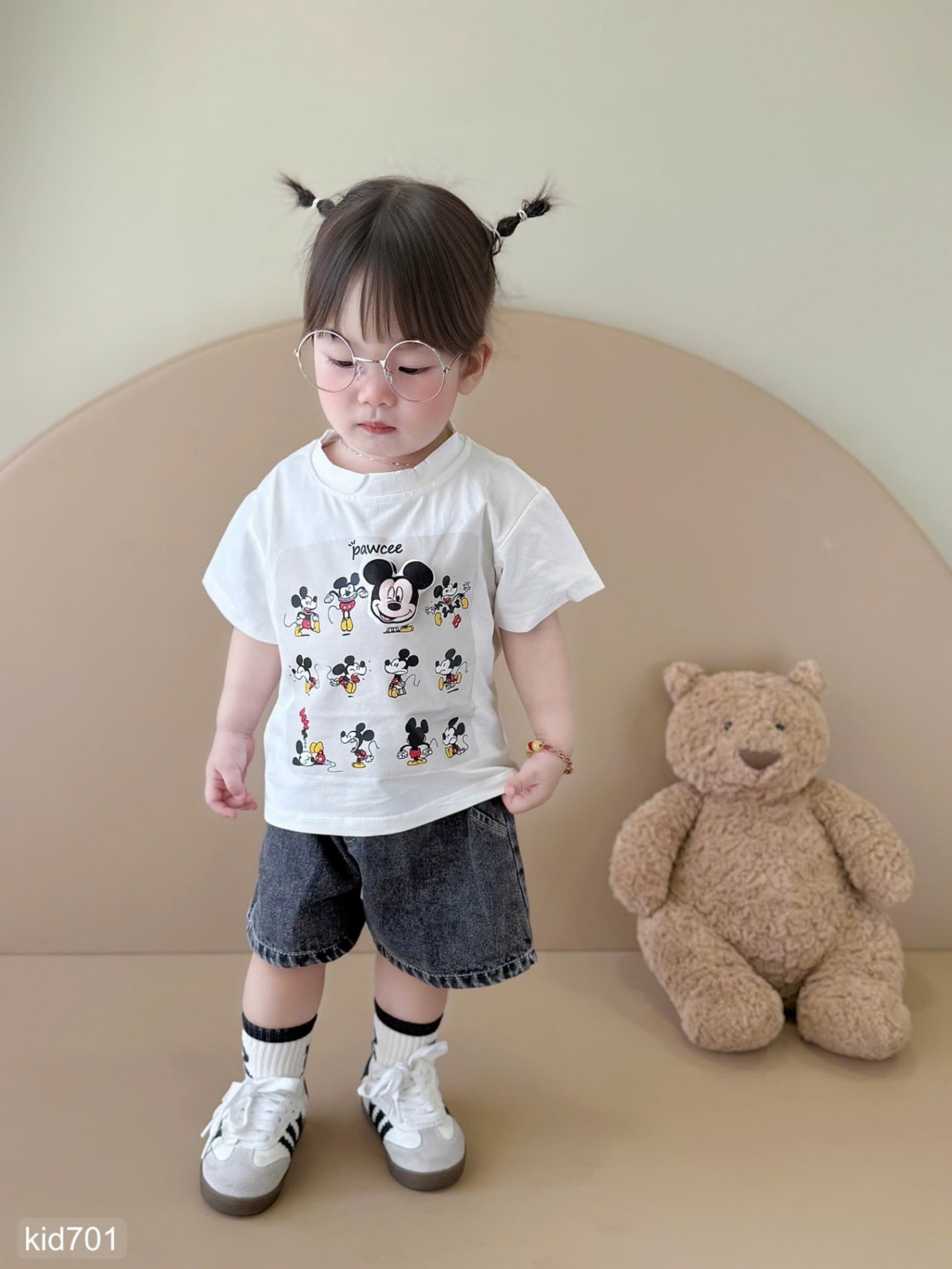 HCS (M25k.701) Sét áo phông mickey kèm quần bò cho bé