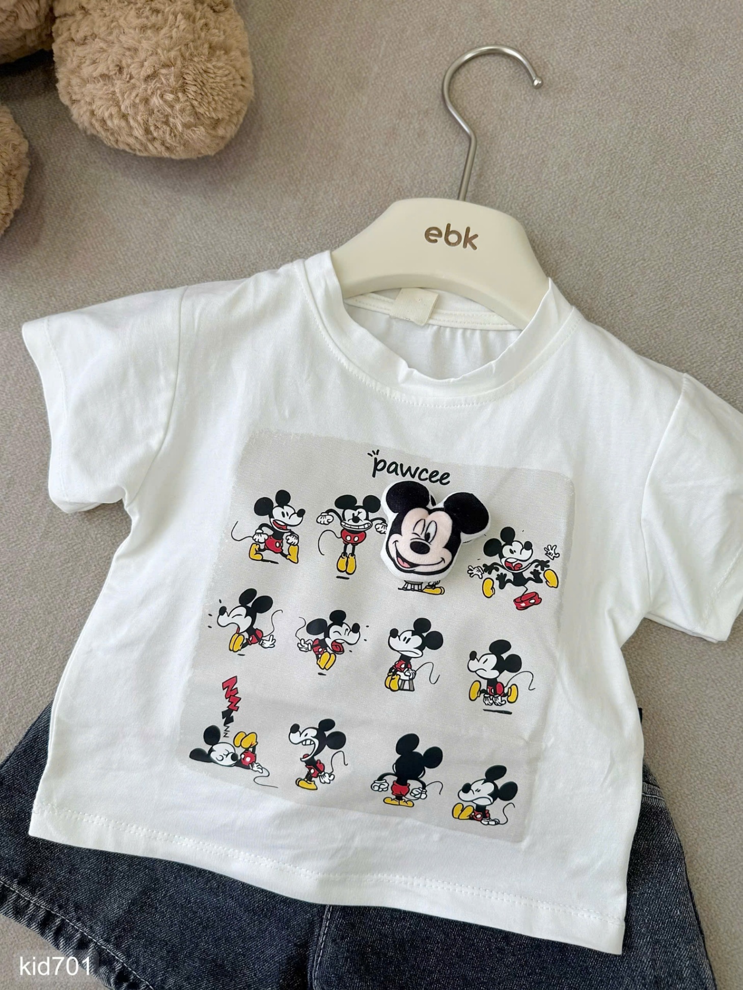 HCS (M25k.701) Sét áo phông mickey kèm quần bò cho bé