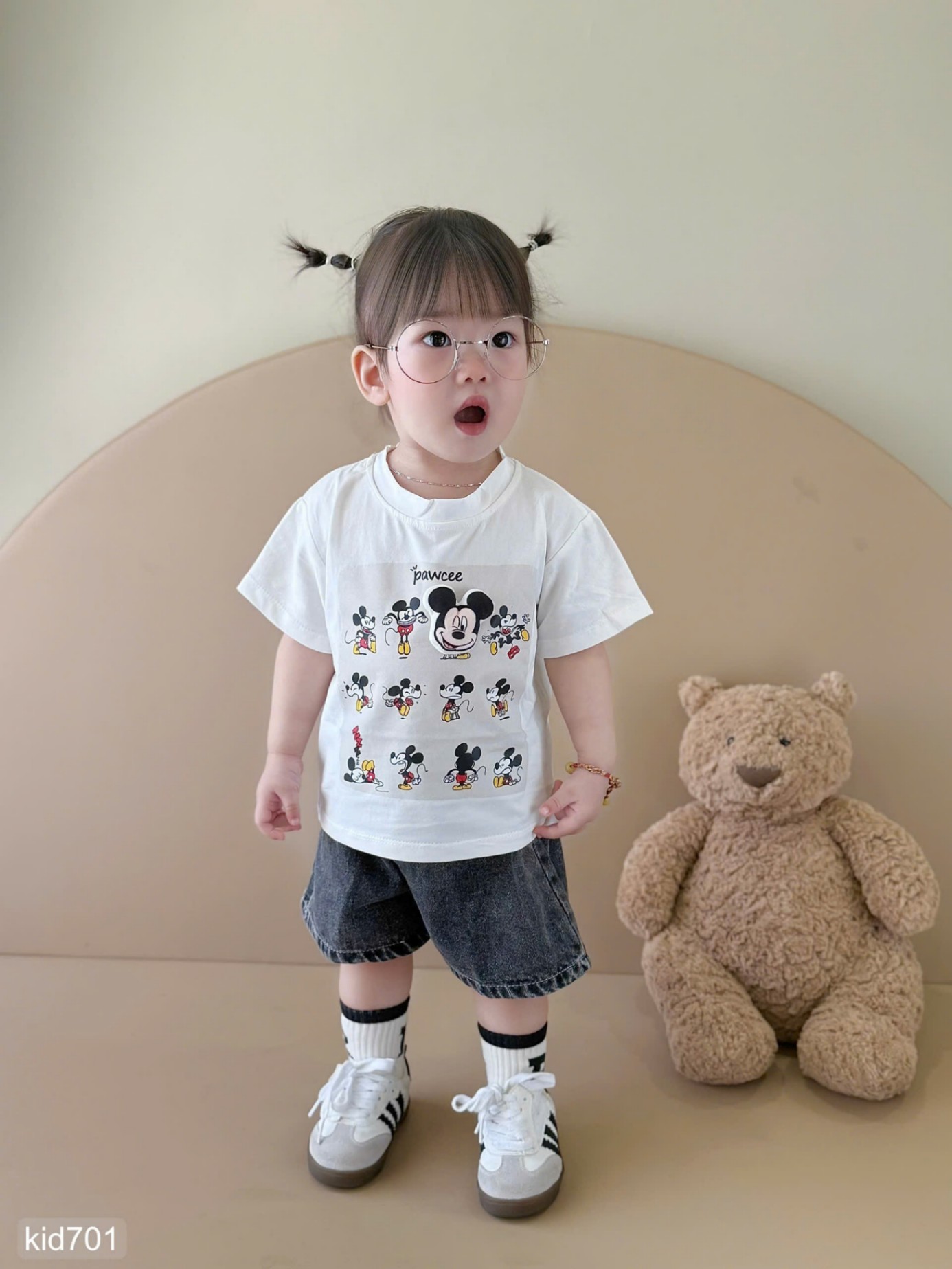 HCS (M25k.701) Sét áo phông mickey kèm quần bò cho bé