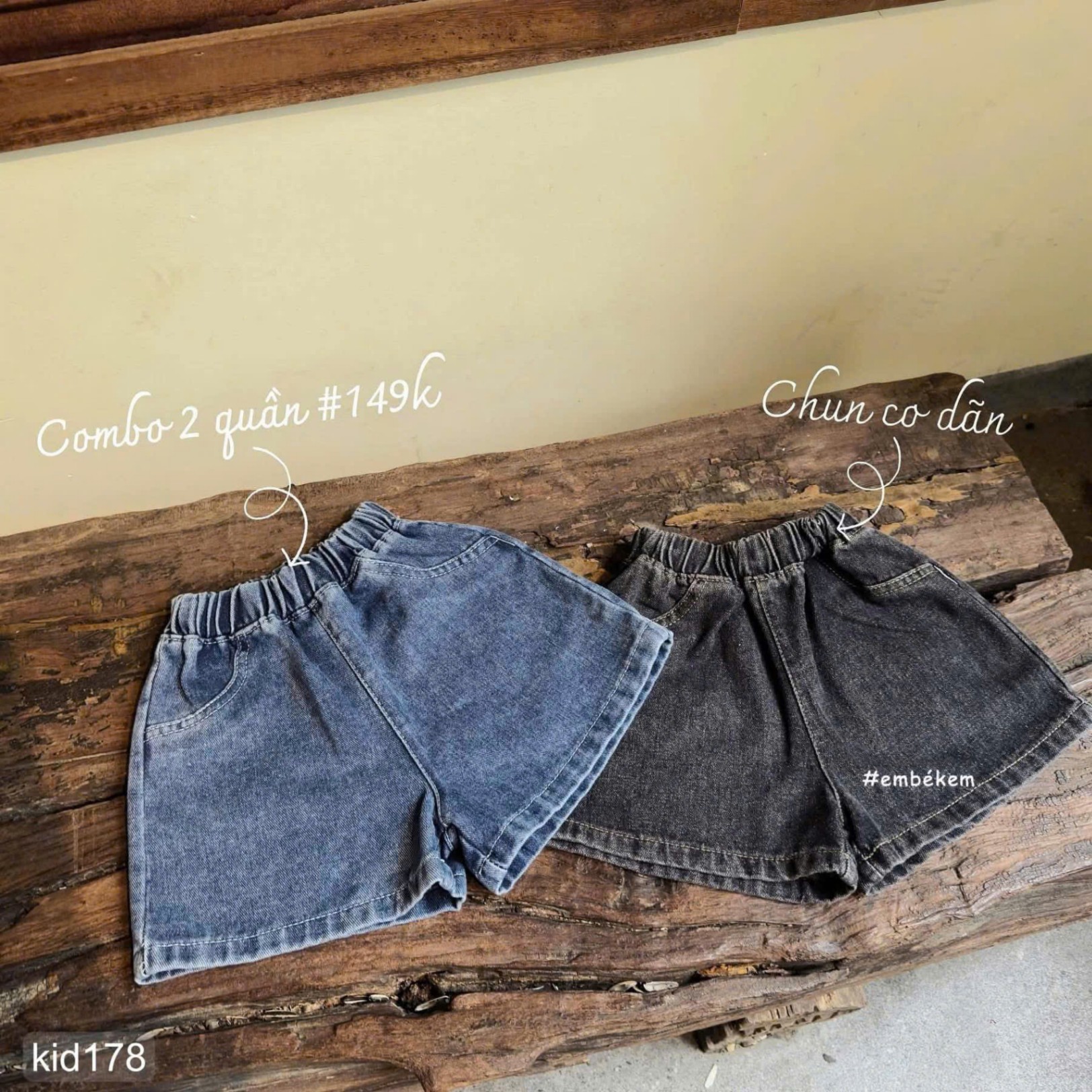HCS combo 2 quần sooc cho bé sz 8 ( 29-31kg)