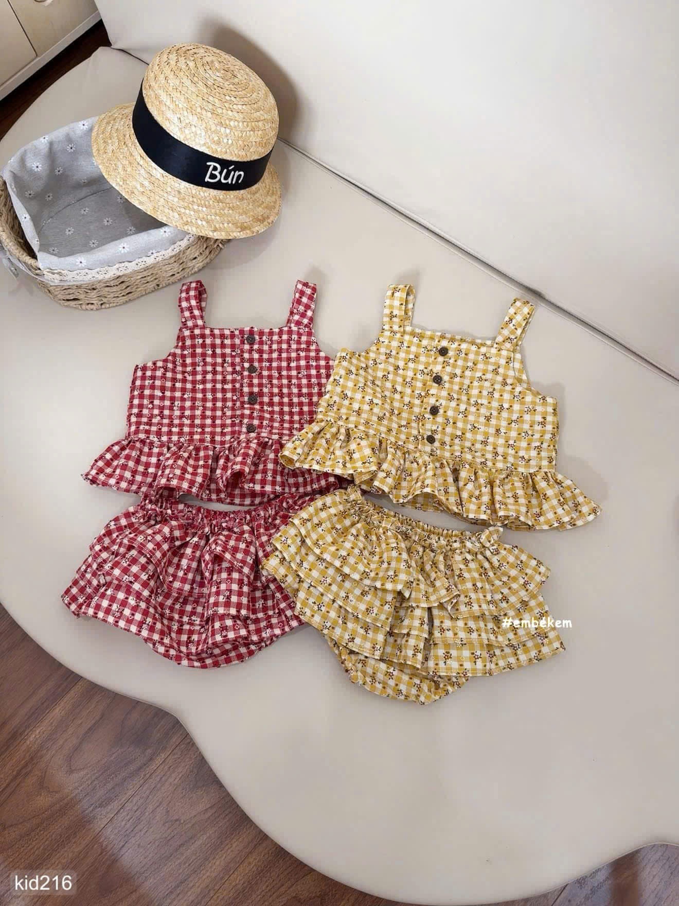 HCS Sét 2 dây đũi kẻ đỏ cho bé sz 2 ( 10-12kg )