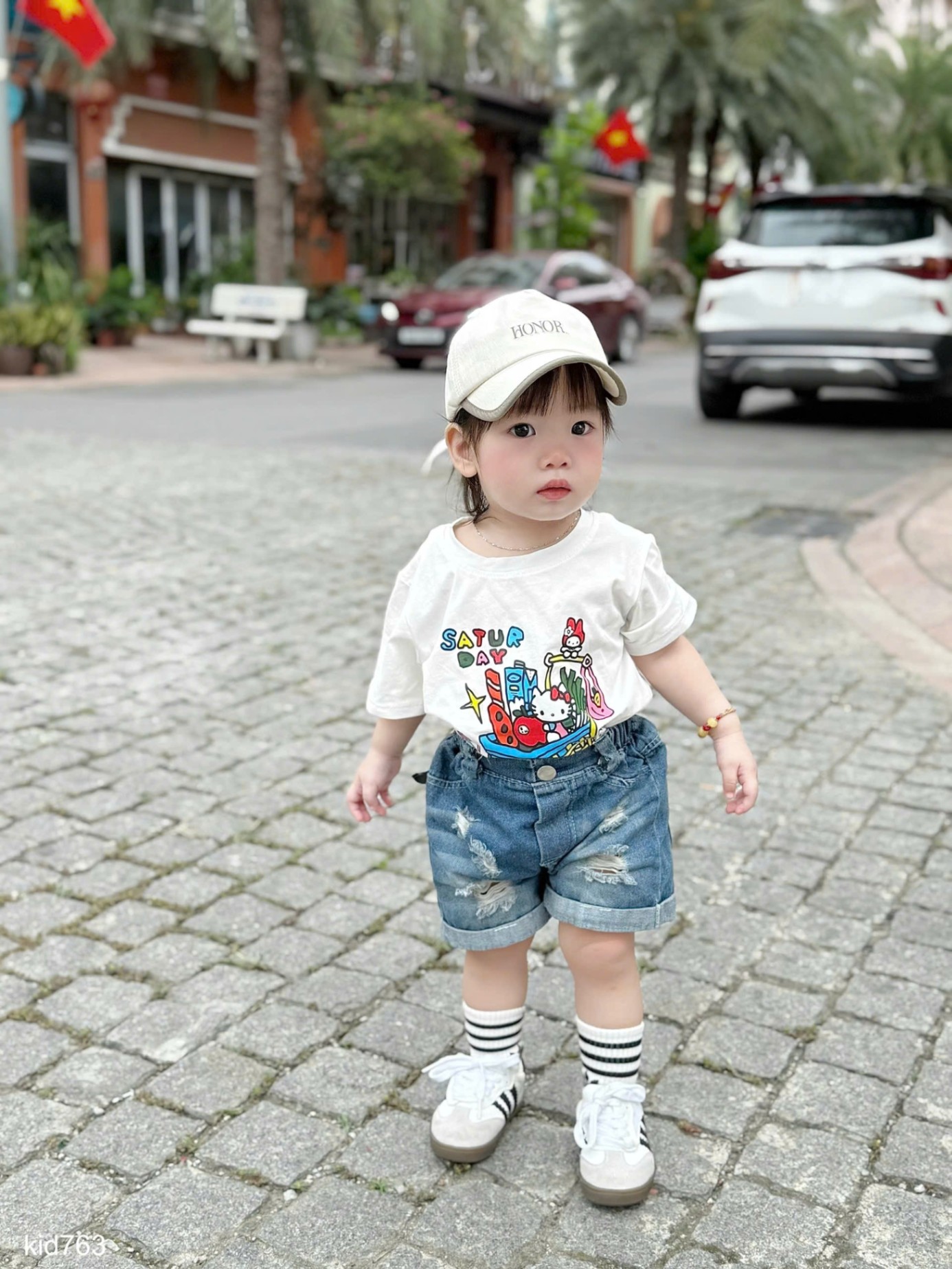 HCS(M25K.763) Set bộ áo phông kèm quần sooc jean siêu xinh cho bé