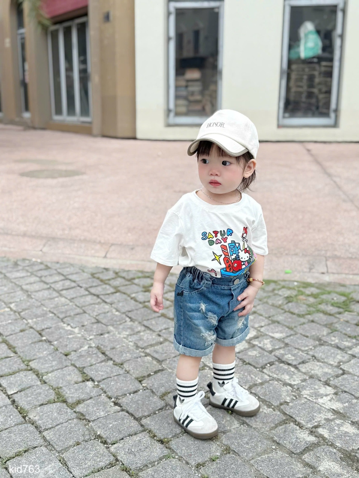 HCS(M25K.763) Set bộ áo phông kèm quần sooc jean siêu xinh cho bé