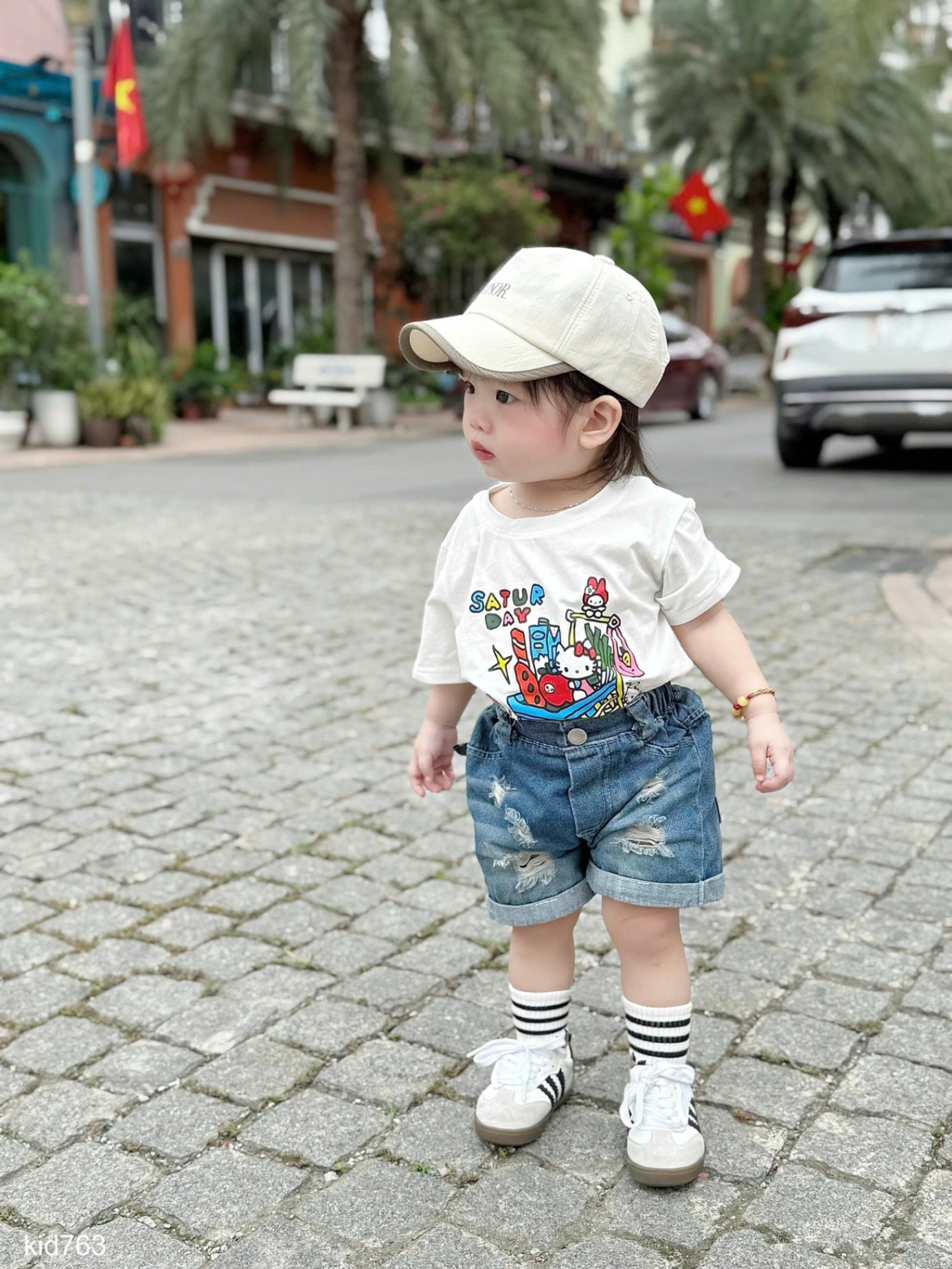 HCS(M25K.763) Set bộ áo phông kèm quần sooc jean siêu xinh cho bé