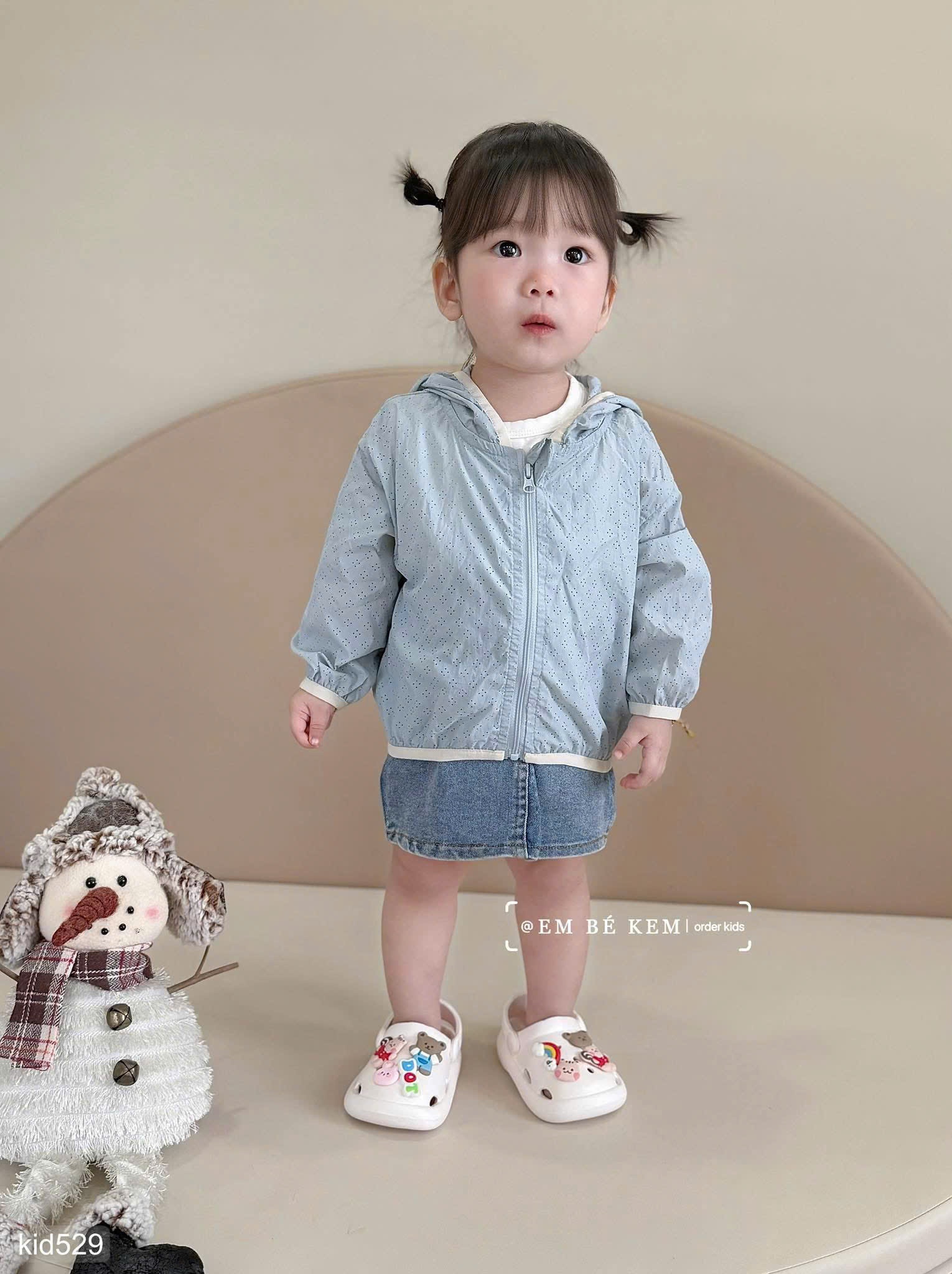 HCS Áo chống nắng thông hơi mỏng lẻ màu xanh sz 80 ( 9-11kg)