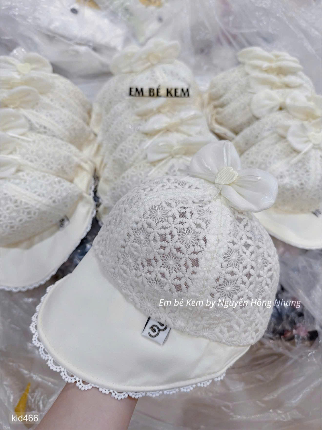 HCS (M25k. 466) Mũ lưỡi chai viền ren nơ cho bé