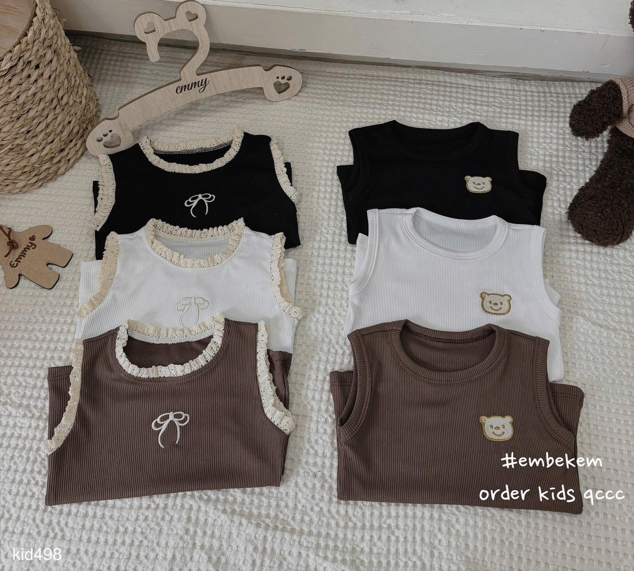 HCS Sét 3 áo balo thêu logo cho bé lẻ sz 2