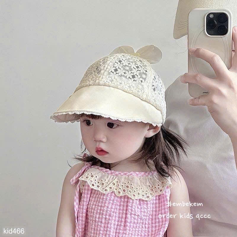 HCS (M25k. 466) Mũ lưỡi chai viền ren nơ cho bé
