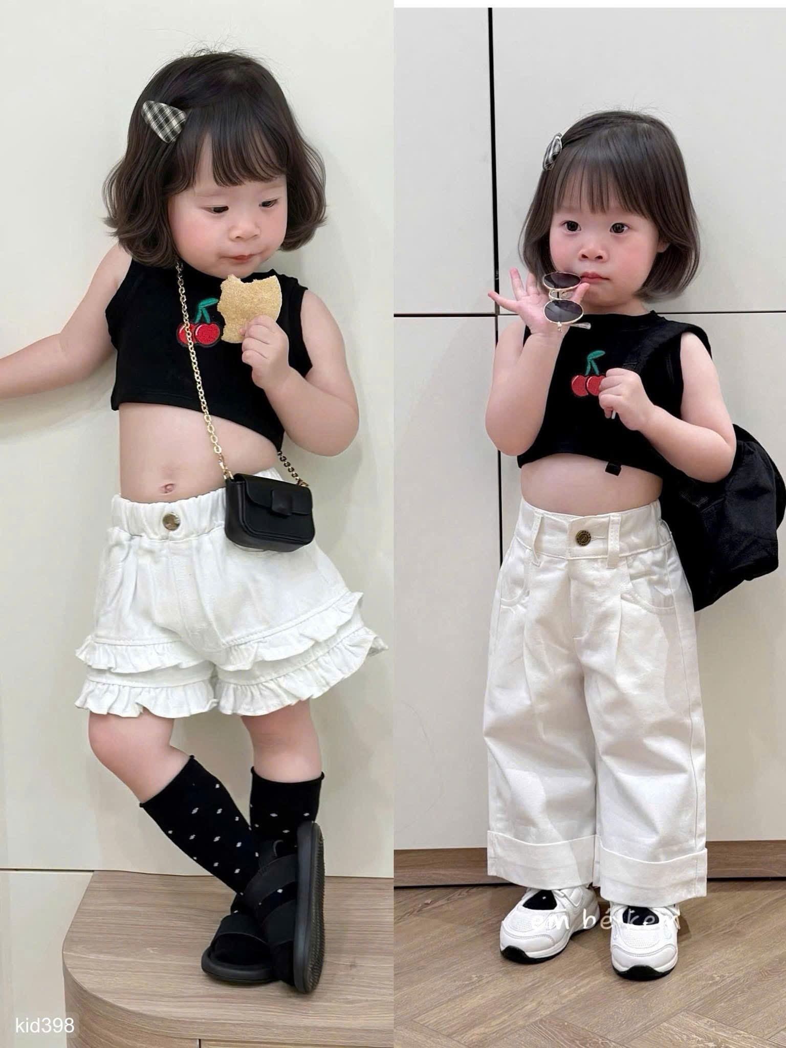 HCS Sét bộ áo cheerry cho bé lẻ sz
